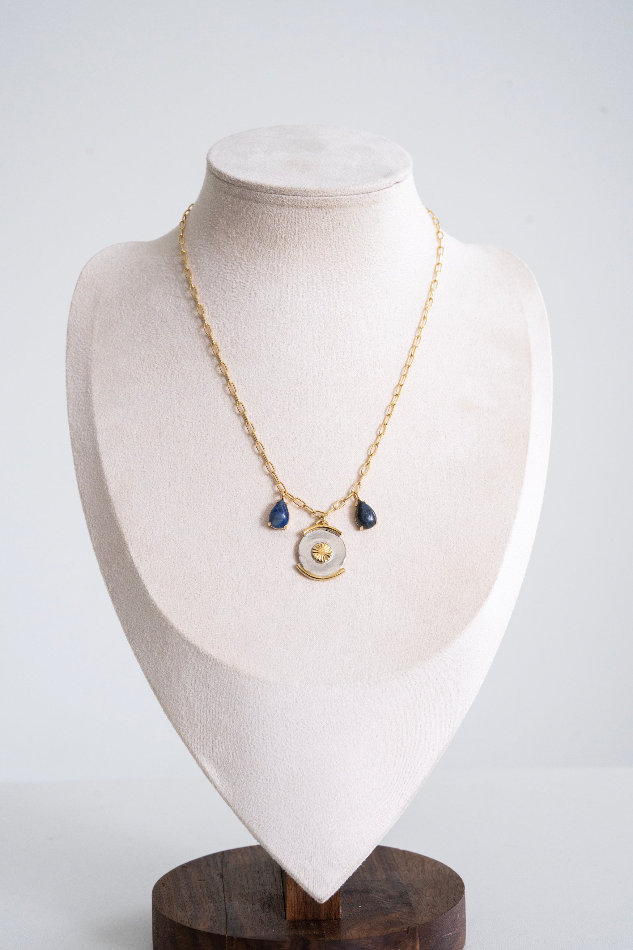 One of a Kind #28 Lapis & Evil Eye Necklace