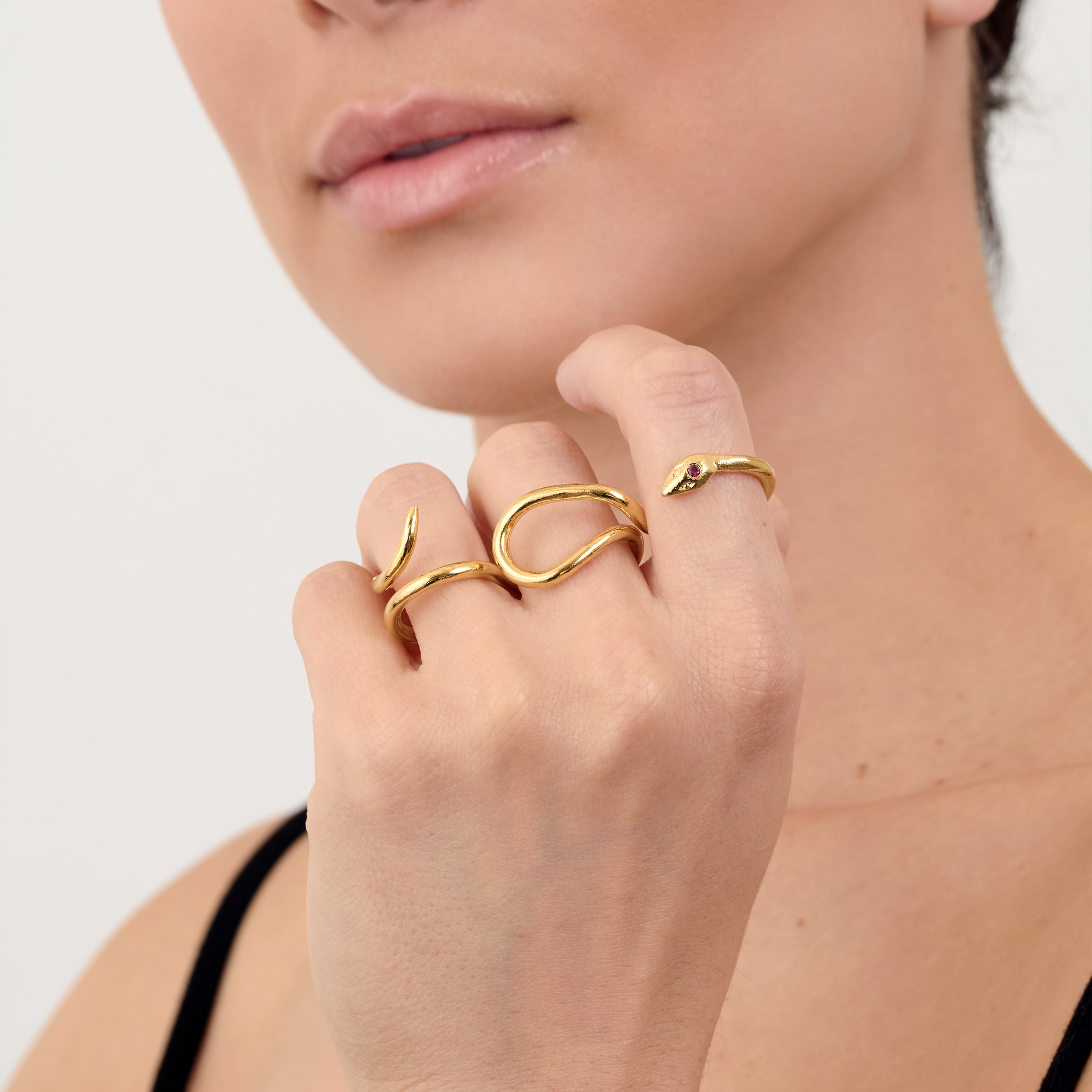 Slithering Serpent 3 Fingers Ring