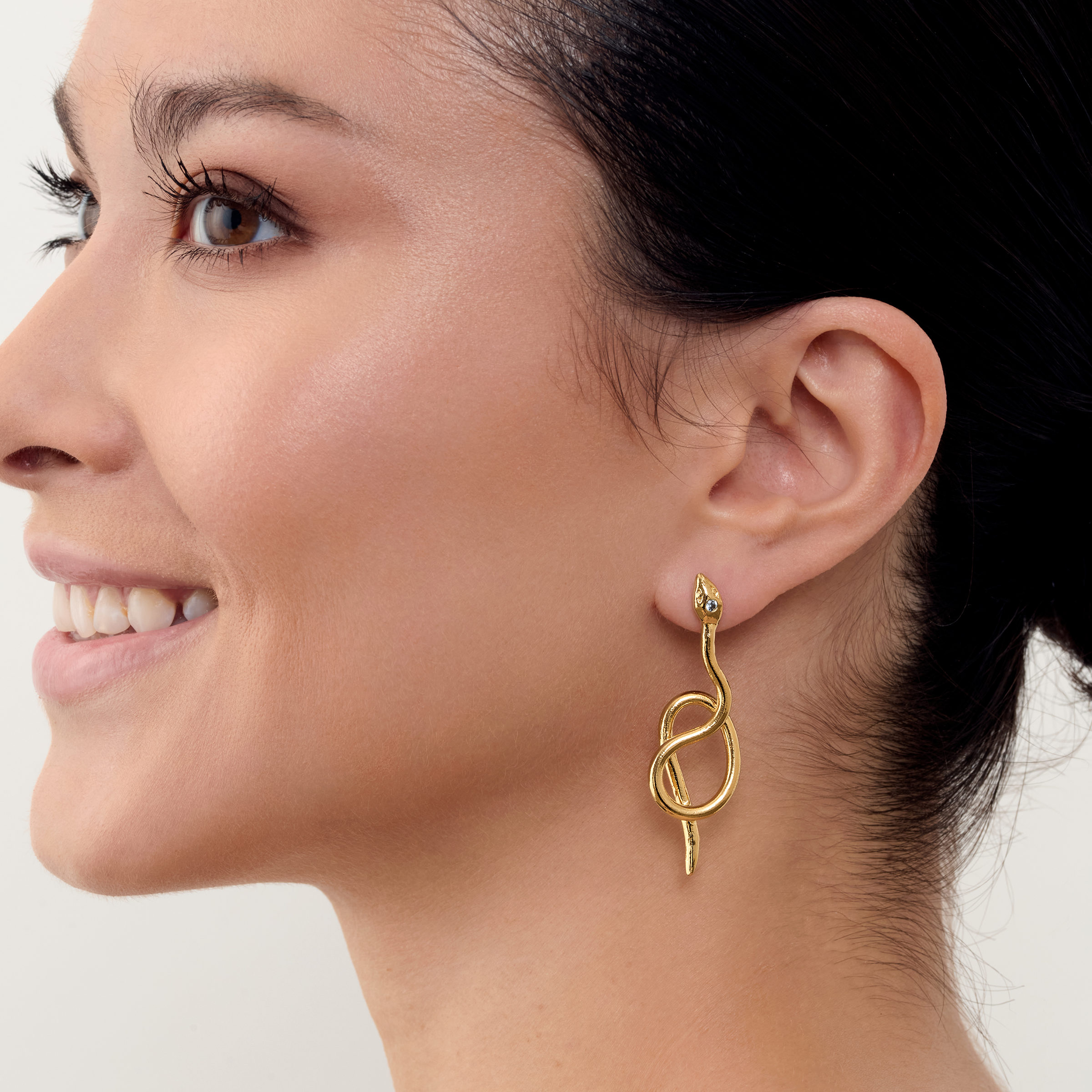 Coiled Serpent Snake Earrings with Birthstones
