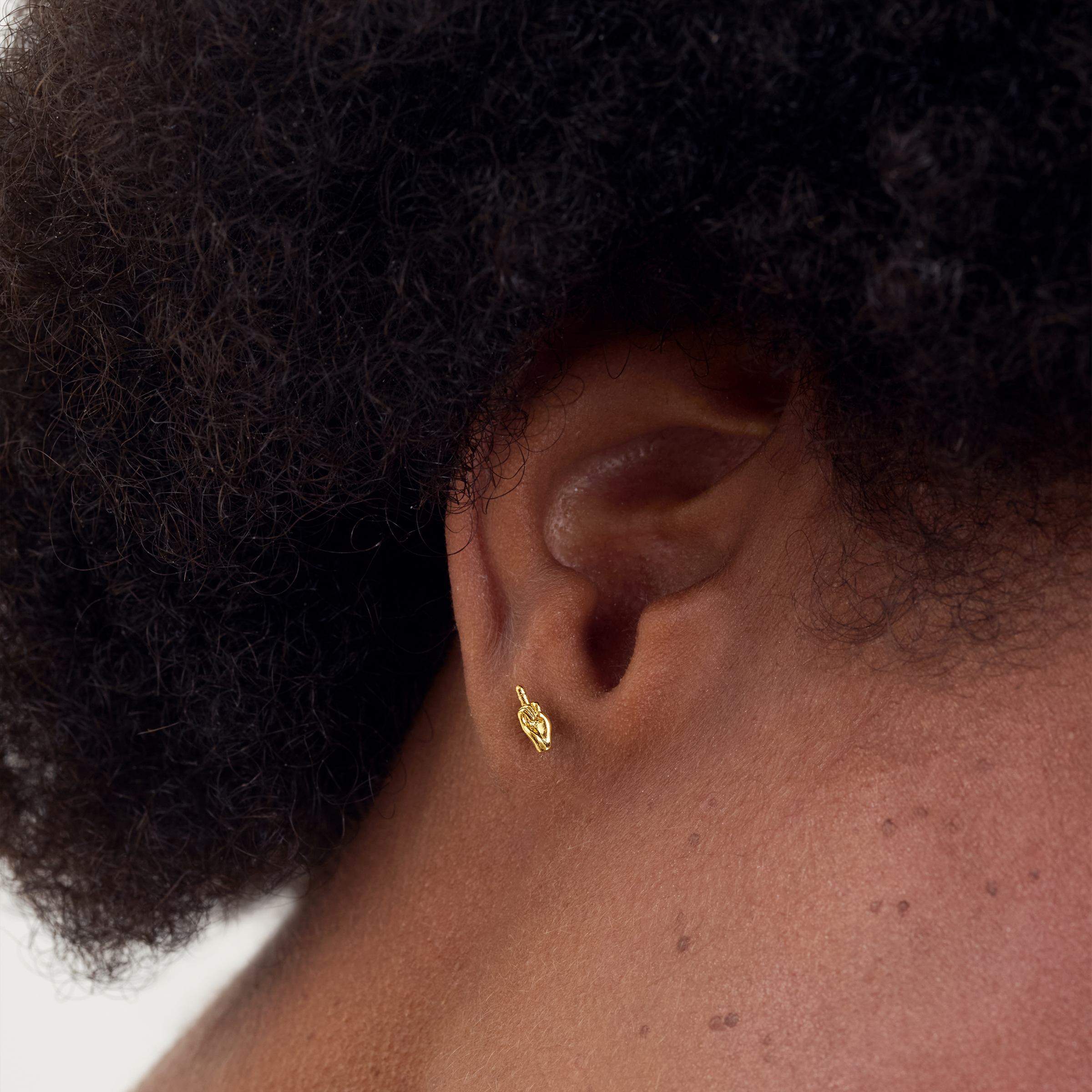 Twin Flame Studs Middle Finger / Black Heart