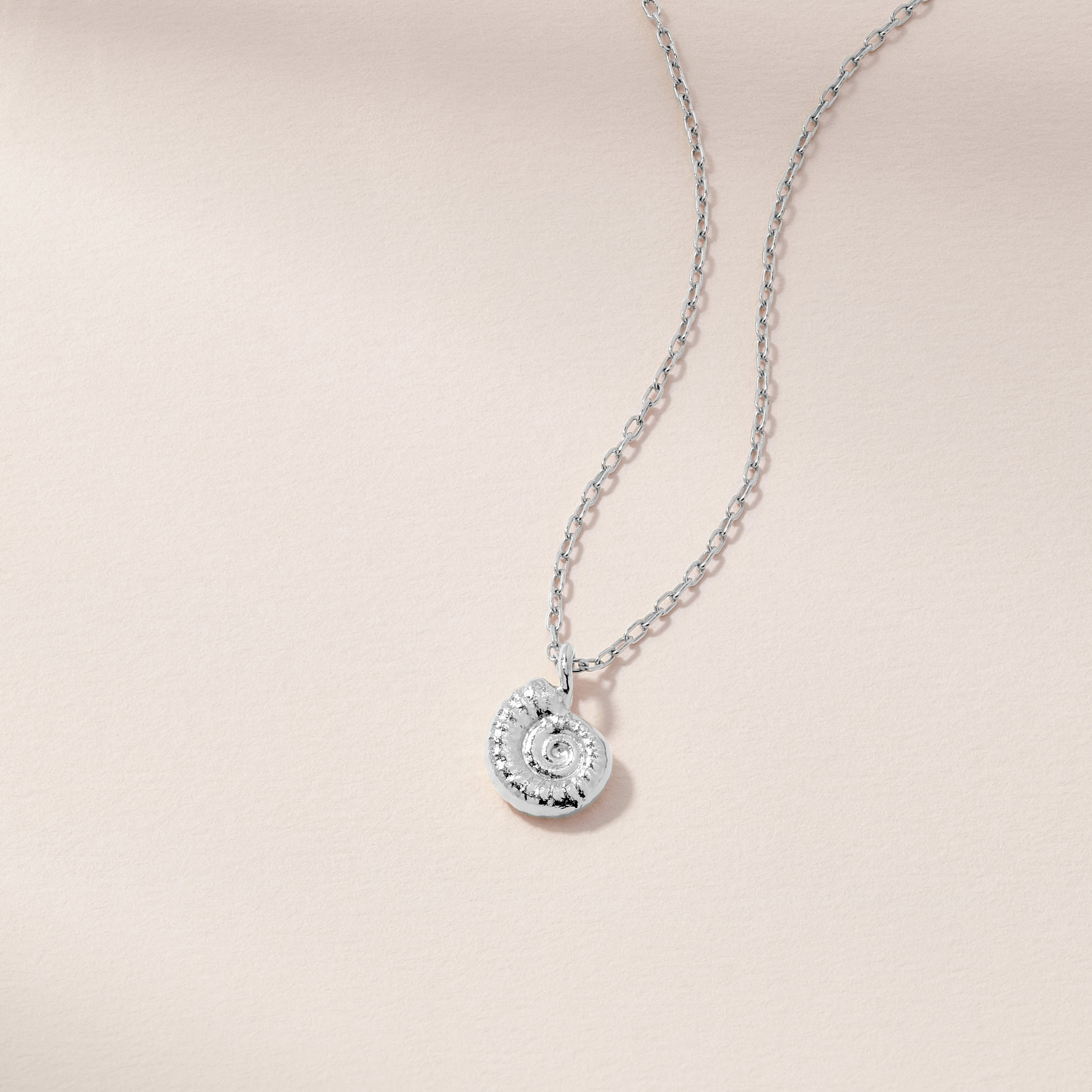 Tiny Ammonite Fossil Charm Necklace