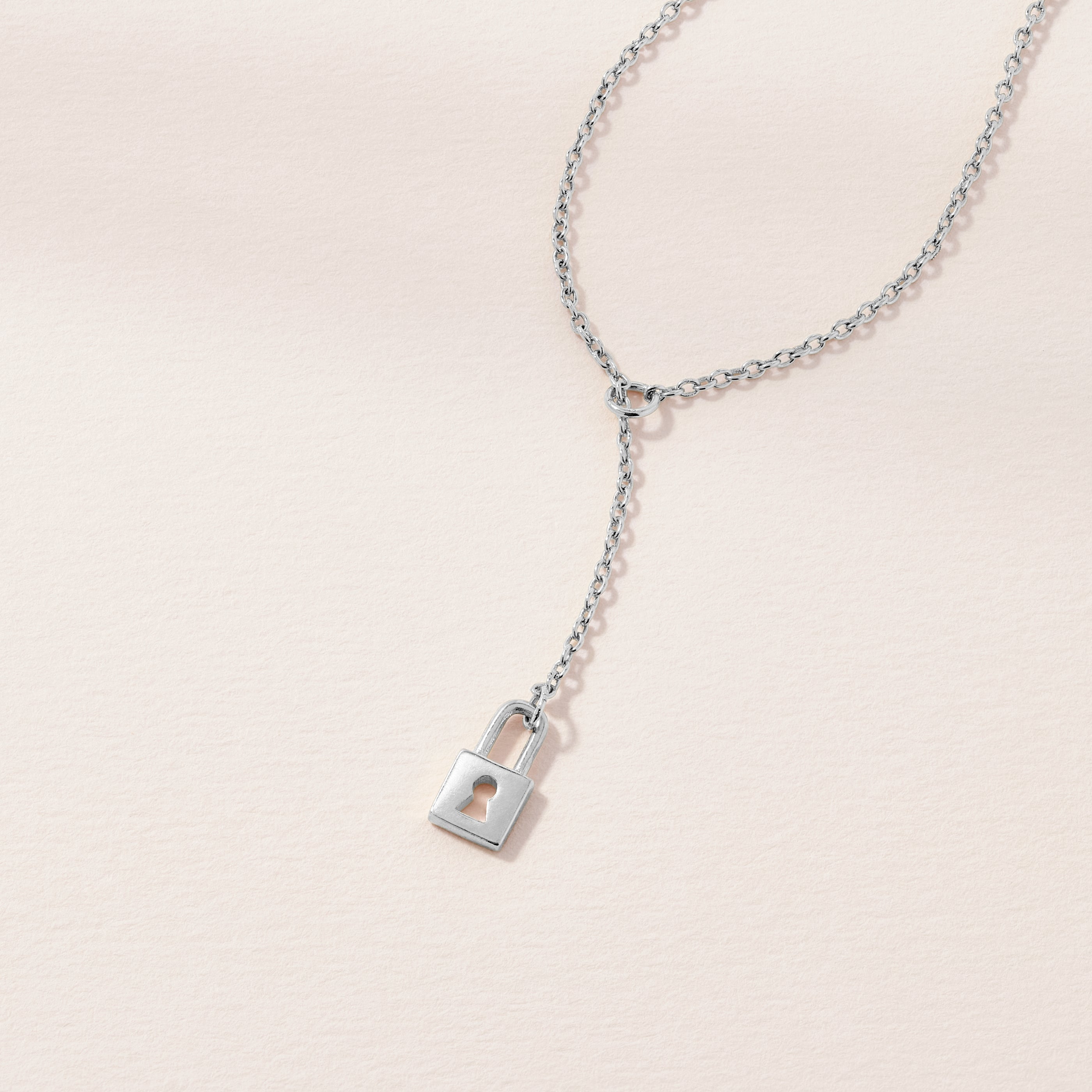 Tiny Lock Lariat Necklace