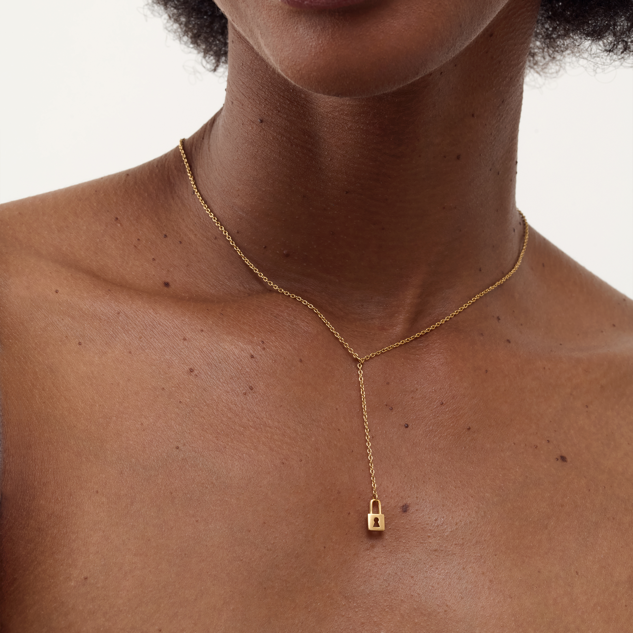 Tiny Lock Lariat Necklace