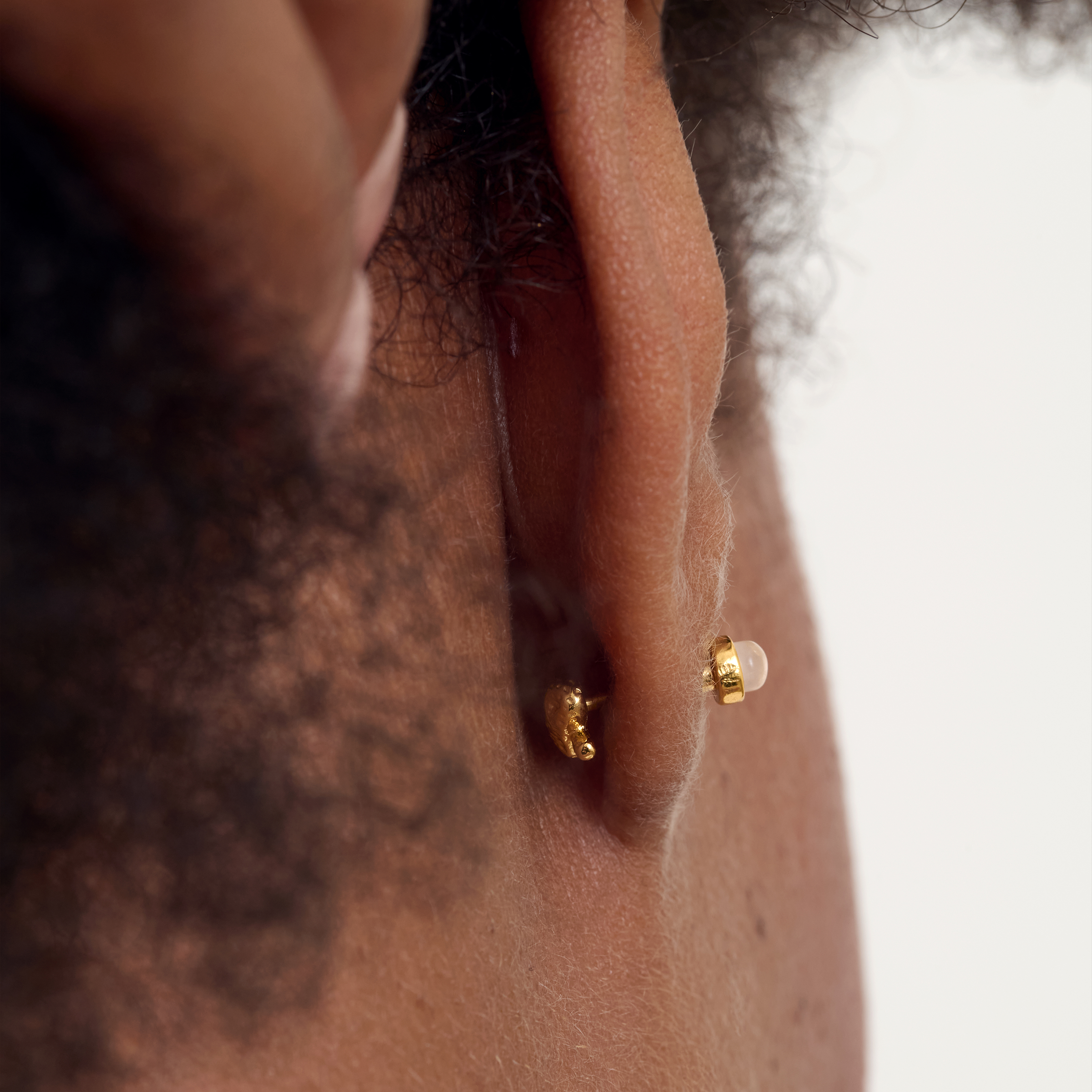 Twin Flame Studs Mushroom / Rose Quartz