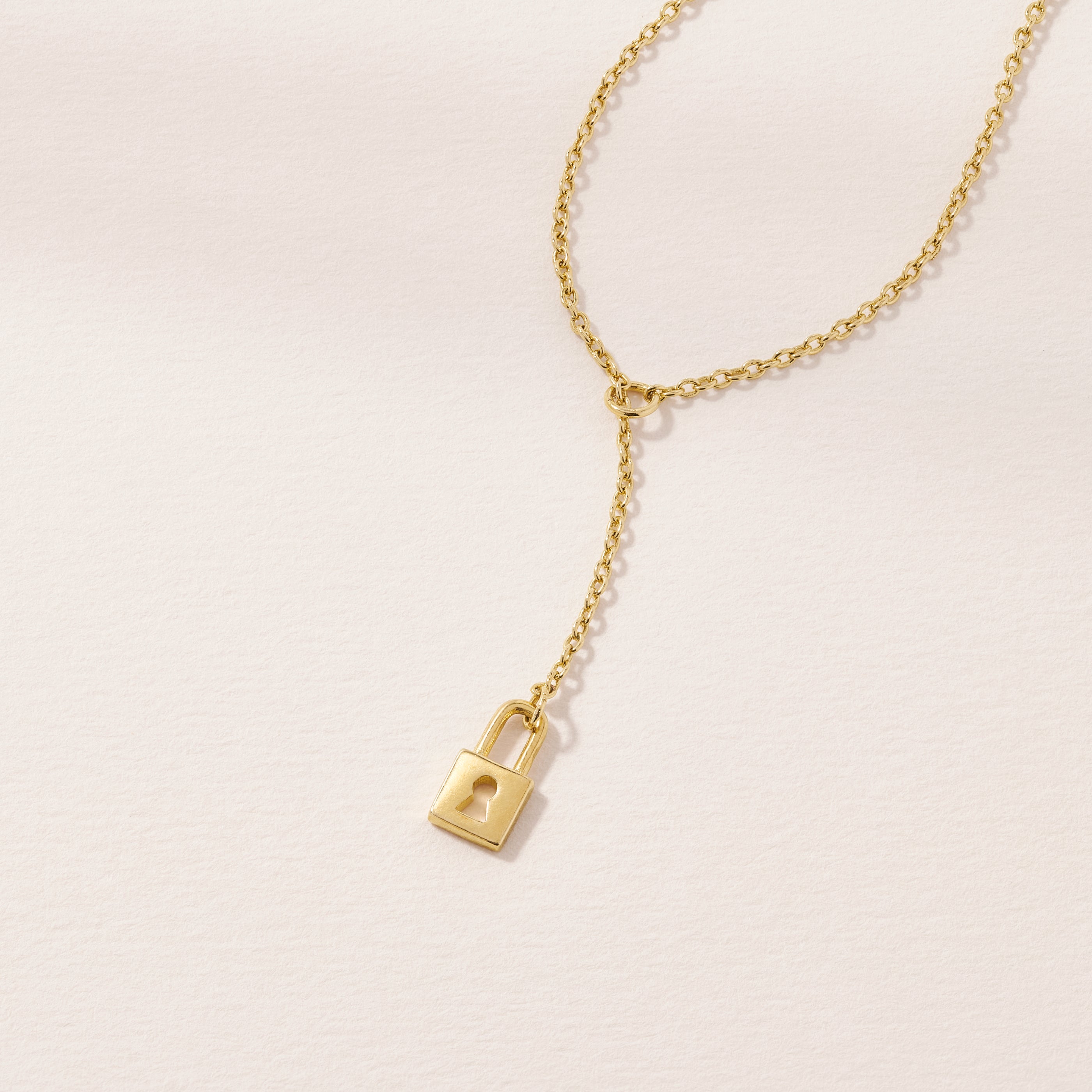 Tiny Lock Lariat Necklace