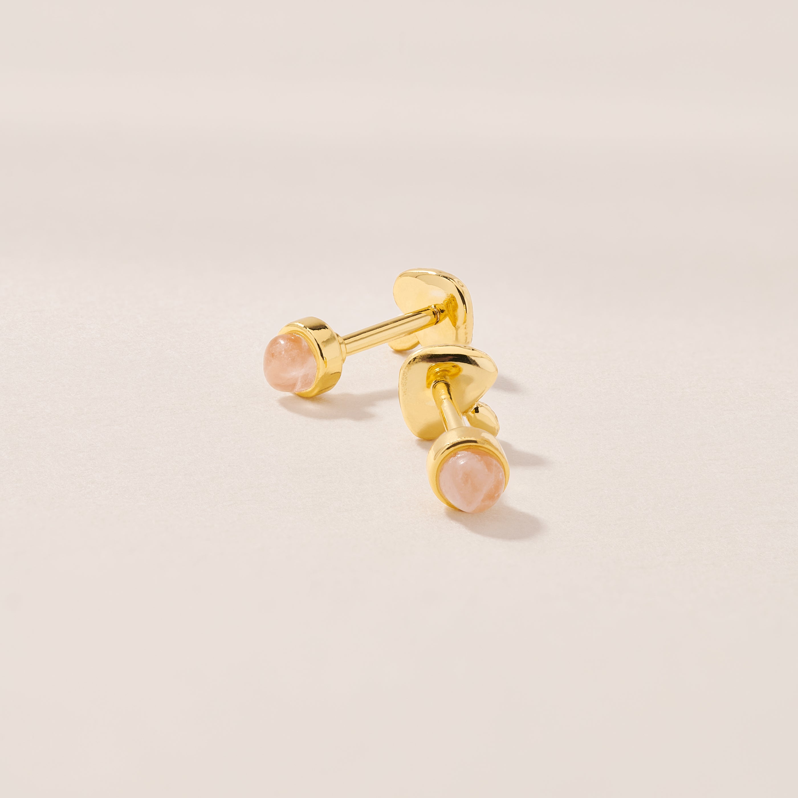 Twin Flame Studs Mushroom / Rose Quartz