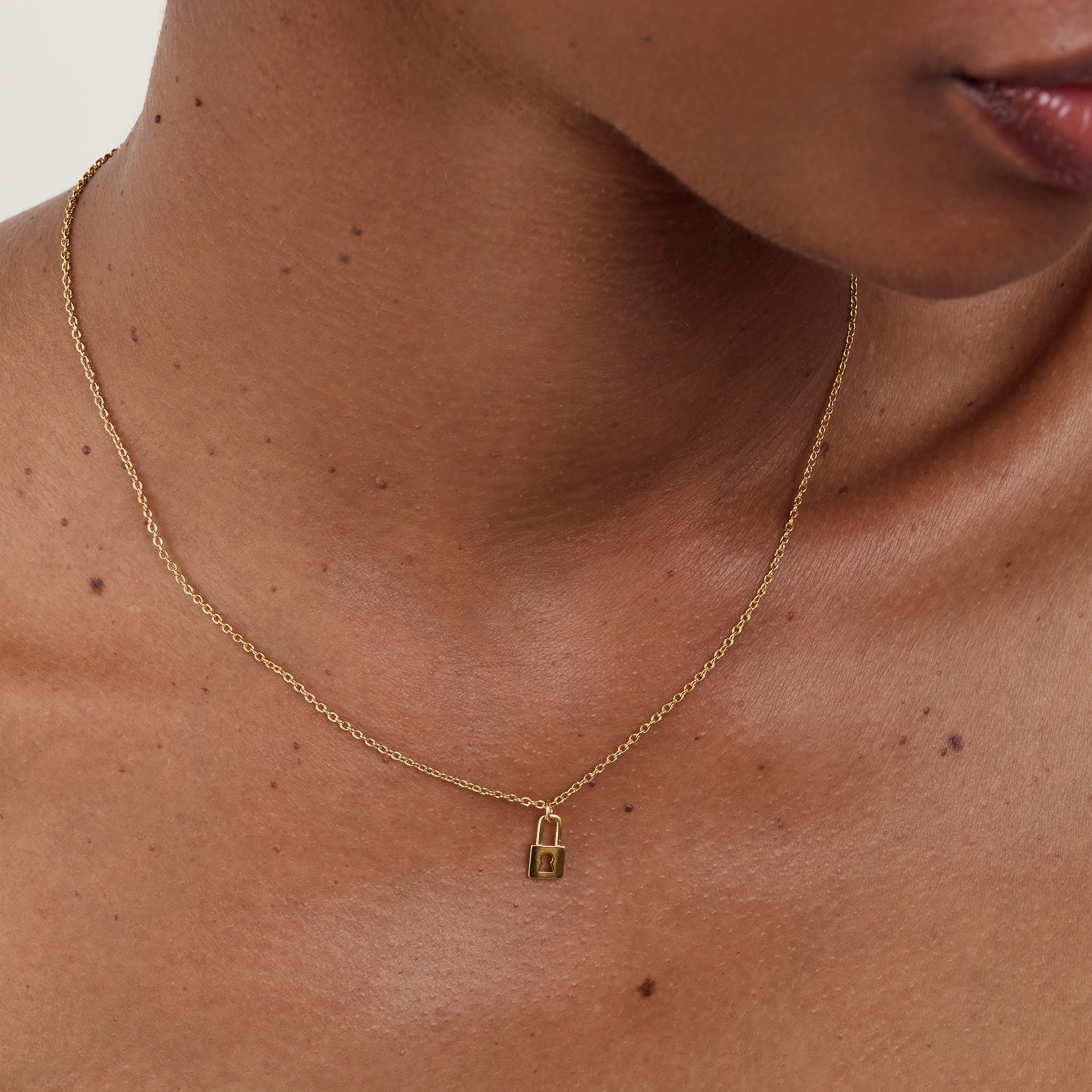 Tiny Lock Charm Necklace